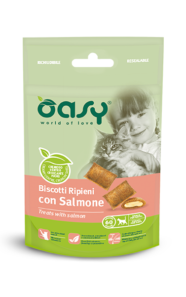 Oasy Biscotti Ripieni salmone snack gatti 60g-Oasy-Emalles