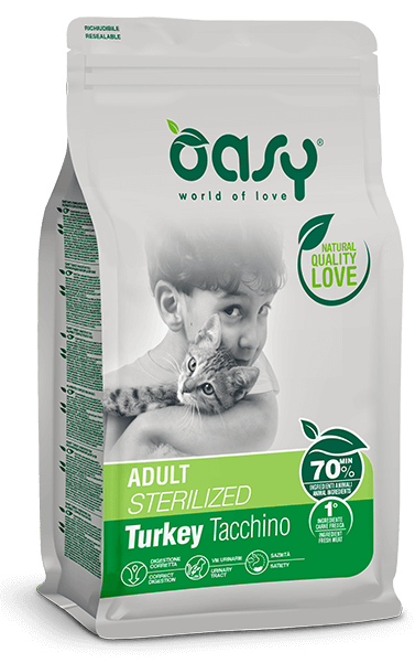 Oasy Sterilized Adult Tacchino secco gatti 300g-Oasy-Emalles